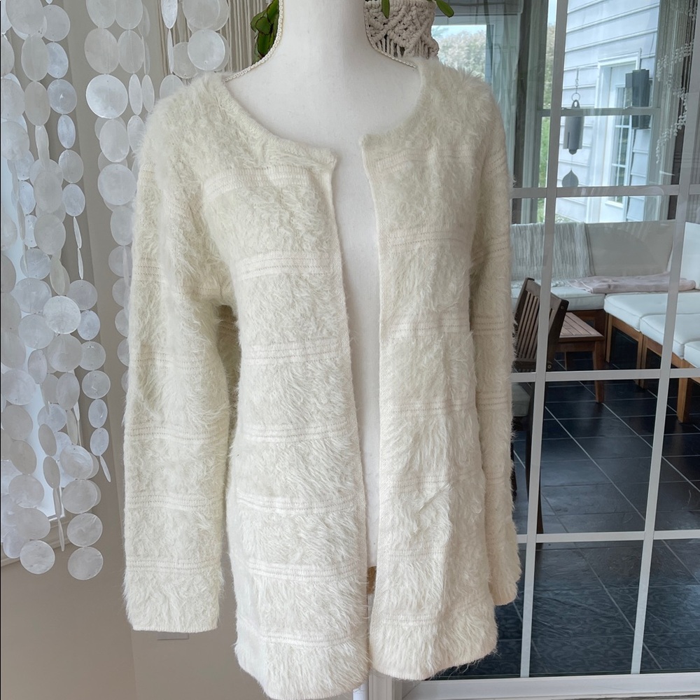 Sloni Cozy Fuzzy Elegant Cream Cardigan size L large